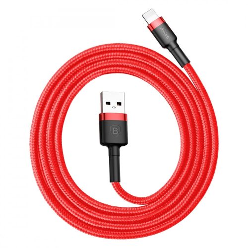 Baseus premium Apple Lightning cable - 2 meters, 1.5 Amp charging Power, kevlar cover - red
