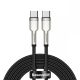 Baseus Calufe USB-Type C - 100 cm, 20 Amps, 100W charge, metal head, beaded cover - black