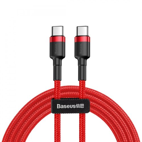 Baseus premium USB-Type-C to Type-C cable - 1 meter, support 60W charge, kevlar cover - Red