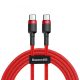 Baseus premium USB-Type-C to Type-C cable - 1 meter, support 60W charge, kevlar cover - Red