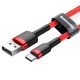 Baseus premium USB-Type C cable - 2 meter, 2 Amp charging, beaded cover - red
