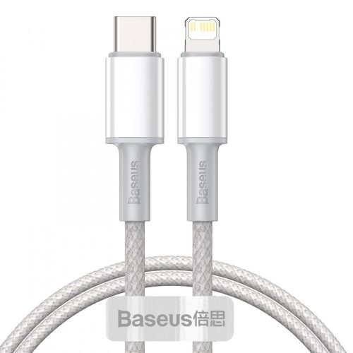 Baseus premium Type-C - to Lightning (Apple) cable - 1 meter, 20W charging, kevlar cover - white