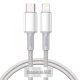 Baseus premium Type-C - to Lightning (Apple) cable - 1 meter, 20W charging, kevlar cover - white