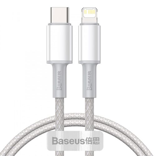 Baseus premium Type-C - to Lightning (Apple) cable - 2 meter, 20W charging, kevlar cover - white