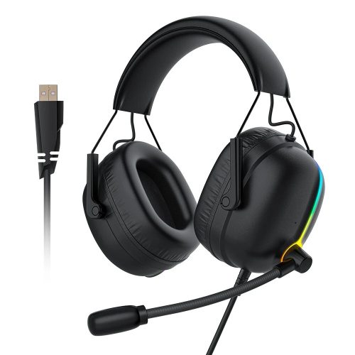 Gamer headphones - 7.1 virtual surround, RGB lighting, ENC, deep bass sound