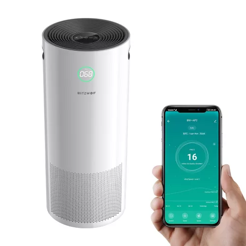 BlitzWolf®BW-AP2 Smart Anion Air Purifier - 500 m³ per hour, 3 in 1 filter, quiet operation