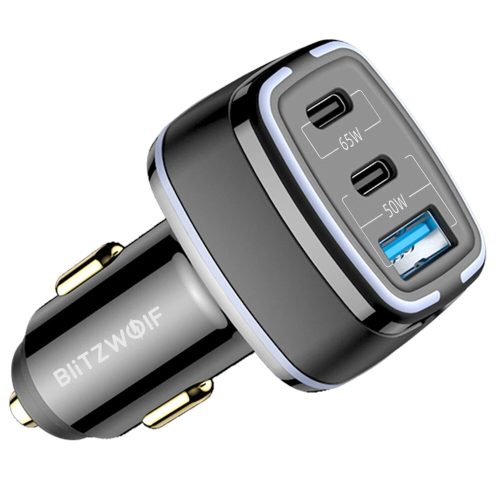 BlitzWolf® BW-BC4 - 115W Power, 3-Port 65W/20W/30W USB PD Car Fast Charger