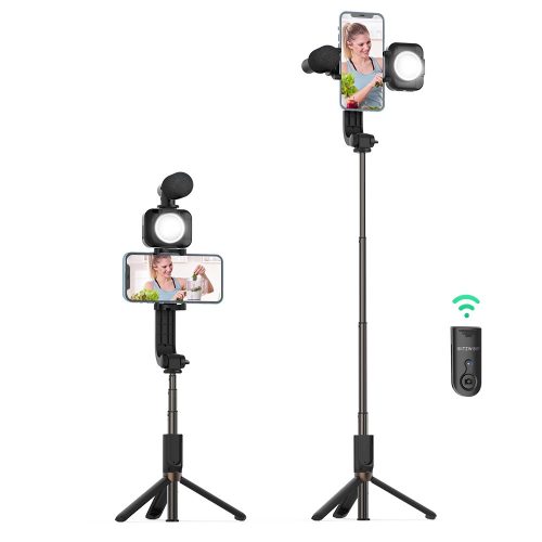 BlitzWolf BW-BS15 Tripod selfie stick with lighting and microphone + built-in remote control