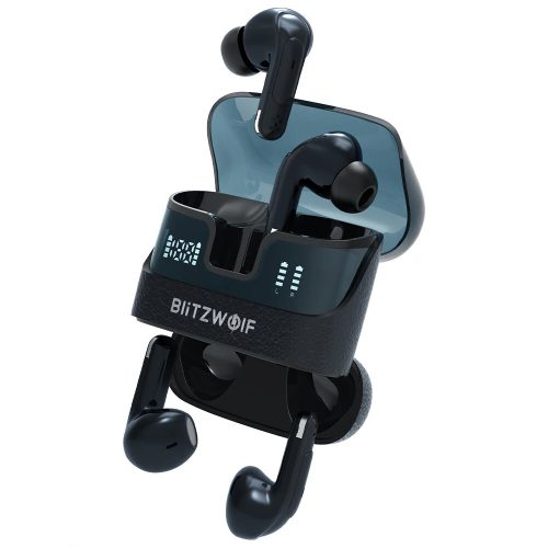 Blitzwolf® BW-FYE17 - 2 pairs of earphones in one charging box. 13mm large speaker: perfect sound, 2x12 hours of operation - black