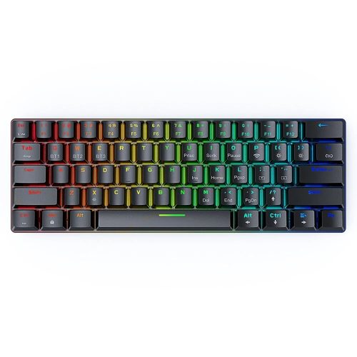 BlitzWolf BW-KB0 Gamer keyboard - 61 mechanical OUTEMU Blue Switch keys, RGB LED lighting, wired and wireless use - black