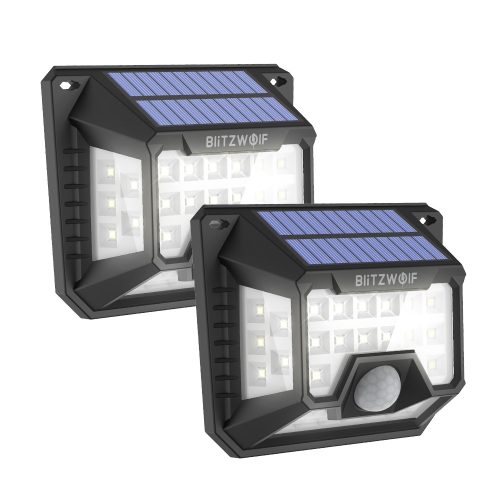 2 outdoor solar lamps - BlitzWolf BW-OLT3 with motion detectors, IP64 water resistance
