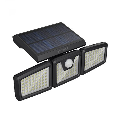 BlitzWolf BW-OLT9 - outdoor solar lamp with 3 lighting panels - with motion sensor, warm white (3000K) IP64 waterproof