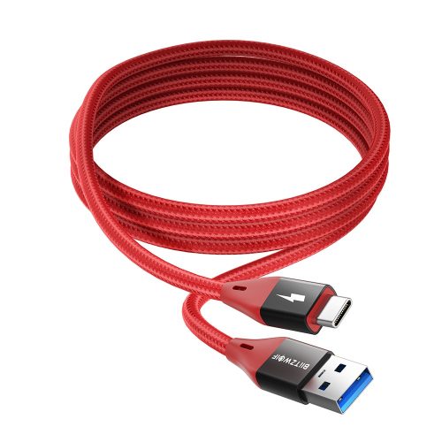 BlitzWolf-BW-TC22 Type-C Cable - USB 3.0, 5Gbps Speed, 90cm Length, 3 Amp Charging, Nickel Plated, Kevlar Cover