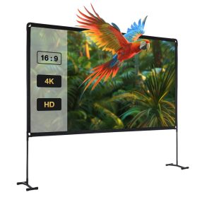   BlitzWolf® BW-VS9 -120 inch projection screen with stable stand. 4K resolution 16:9, foldable, anti-wrinkle, easy installation