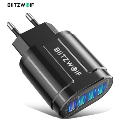 BlitzWolf® BK-385 - 4 USB-A ports, 48W wall fast charger - for fast charging of Android and Apple phones