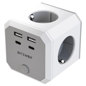   BlitzWolf® BW-EC2 - Wall-mounted USB charger and splitter: 4x 230V + 2xUSB-A & 2x USB-C charging ports