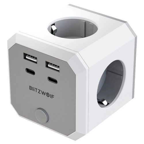 BlitzWolf® BW-EC2 - Wall-mounted USB charger and splitter: 4x 230V + 2xUSB-A & 2x USB-C charging ports