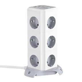   BlitzWolf® BW-EC3 - Desktop USB Charger: 2xUSB-A + 2x USB-C charging ports + 12x 230volt outputs