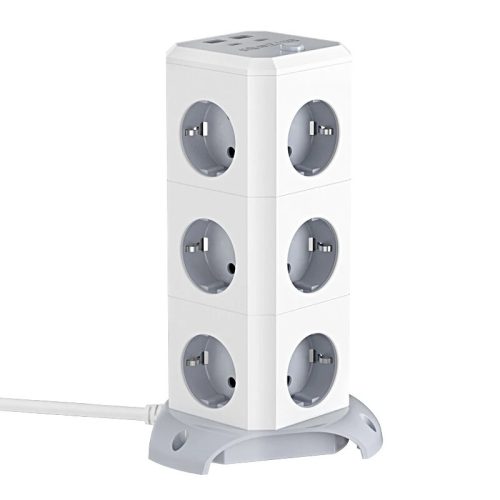 BlitzWolf® BW-EC3 - Desktop USB Charger: 2xUSB-A + 2x USB-C charging ports + 12x 230volt outputs