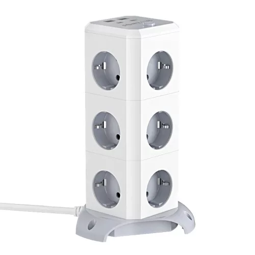 BlitzWolf® BW-EC3 - Desktop USB Charger: 2xUSB-A + 2x USB-C charging ports + 12x 230volt outputs
