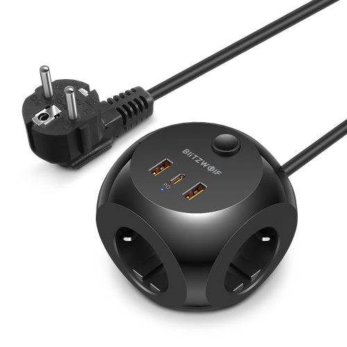 BlitzWolf® BW-PC1 - Charger and Power Strip (20W charge, USB Type-C and PD 3.0 ports)