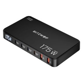   Blitzwolf® BW-S30 - 175W desktop USB fast charger station with digital display, 6 USB ports (4x Type-C + 2x USB-A ports)