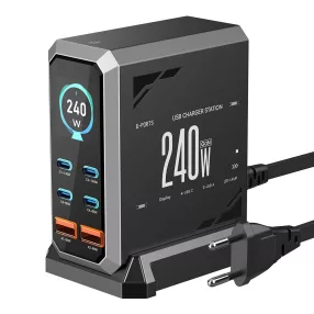   Blitzwolf® BW-S31 240W 6-port (4xUSB-C+2xUSB-A) PD desktop fast charging station with digital display