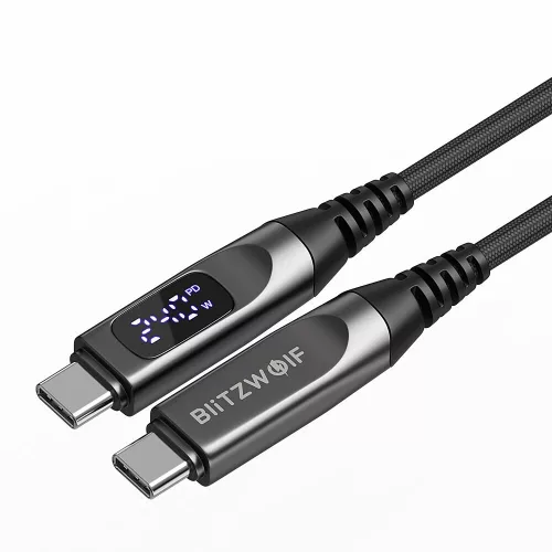 USB Type-C to Type-C cable - BlitzWolf® BW-TC25 - 1.2 meters long, LED display, 240W PD3.1 charging power