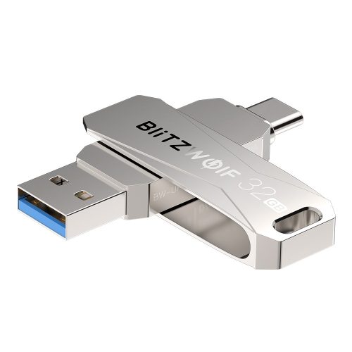 BlitzWolf® BW-UPC2 - USB Type-C and USB-A connections: Pen drive for data transfer between desktop and phone - Aluminum housing, 32 GB