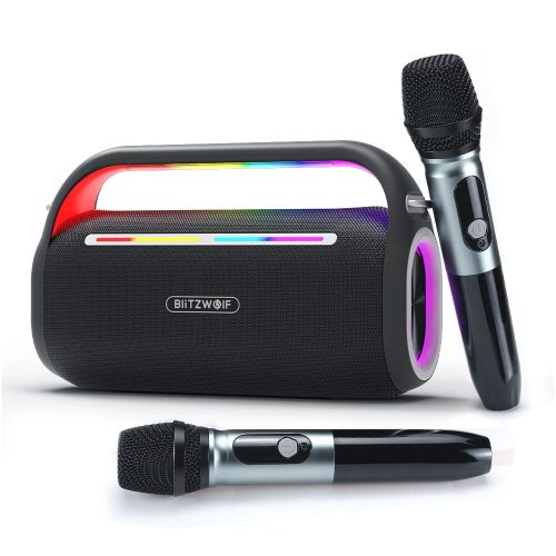 BlitzWolf® BW-WA7 Karaoke set with 2 microphones - 120W BT speaker, voice changer, 15 hours of use, LED lights
