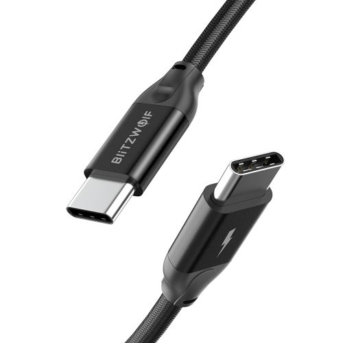 Blitzwolf BW-HDC3 Gen 2 USB C to USB C Cable - 1 meter, 10Gb / s, 100W PD charge, 4K @ 60Hz video, kevlar cover - black