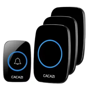   CACAZI-A10 - wireless doorbell set - 3 indoor units + 1 outdoor unit - 300 meter range, variable volume and melody