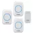 Self powered wireless doorbell (no batteries required for usage) - CACAZI A10G - 3 indoor units, range: 120m, 38 ring tones, 3 volumes - white