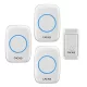 Self powered wireless doorbell (no batteries required for usage) - CACAZI A10G - 3 indoor units, range: 120m, 38 ring tones, 3 volumes - white