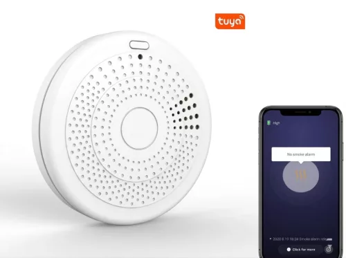 Smart carbon monoxide (CO) and smoke detection & alarm, app monitoring, 85dB sound, 3-year battery life