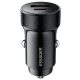 ESSAGER® ES-CC24 30W - aluminum car charger. 1x USB-A + 1x USB Type-C fast charging port, smart chip - black