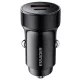 ESSAGER® ES-CC24 30W - aluminum car charger. 1x USB-A + 1x USB Type-C fast charging port, smart chip - black