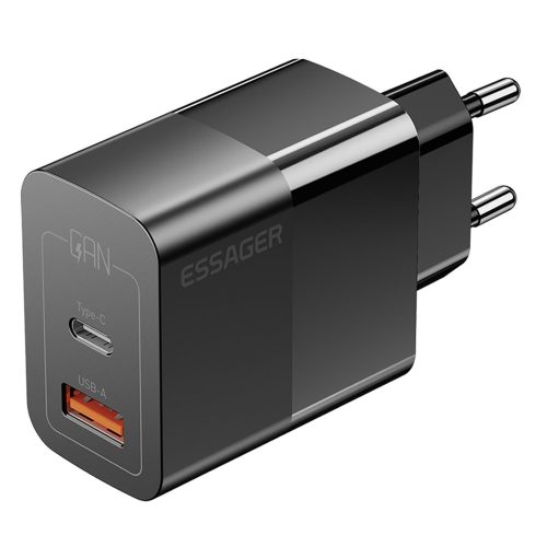 ESSAGER® ES-CD29 - 33 Watt USB Wall Fast Charger - 2 Ports (1x Type C + 1x USB-A) for Android, Apple and Windows