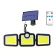 Elfeland LED solar wall lamp - separate solar panel with 5 meter cable, 3 movable heads, motion sensor, 270°, waterproof, remote control
