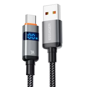   ESSAGER ES-X61 - 2 meters, Type-A - Type-C, USB cable. Digital display, 100W charging, pearl cloth cover