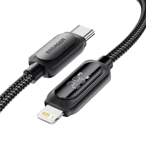   ESSAGER ES-X57 - 2 meter, Type-C - Lightning, USB cable. Digital display, 29W charging, pearl cloth cover