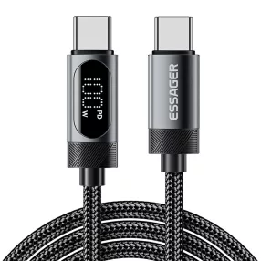   ESSAGER ES-X64 - 1 meters, Type-C - Type-C, USB cable. Digital display, 100W charging, pearl cloth cover