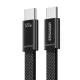 Essager ES-X85 100W PD USB-C to USB-C Fast Charging Cable (0.25m / 0.8ft) – Extra Short, Ultra-Thin Flat Connector, Braided Black