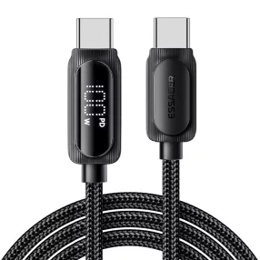   ESSAGER ES-X57 - 3 meters, USB Type-C - USB Type-C, cable. Digital display, 100W charging, pearl cloth cover