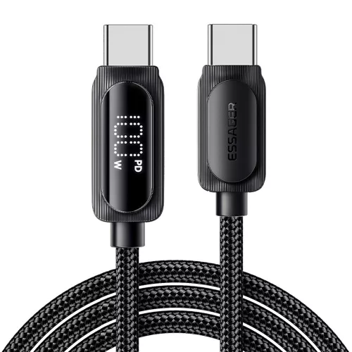 ESSAGER ES-X57 - 3 meters, USB Type-C - USB Type-C, cable. Digital display, 100W charging, pearl cloth cover
