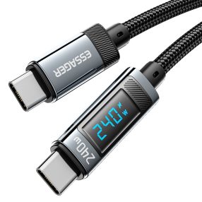   ESSAGER ES-X47 - 1 meters, Type-C - Type-C, USB cable. Digital display, 240W charging, pearl cloth cover