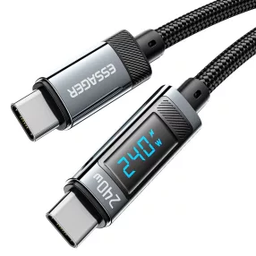   ESSAGER ES-X47 - 2 meters, Type-C - Type-C, USB cable. Digital display, 240W charging, pearl cloth cover