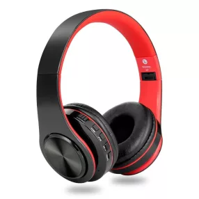   HiGi D-422 - Bluetooth 5.0 headphones - 10 hour operating time, 40mm speaker, built-in microphone, BT + 3.5 Jack connection - black - red