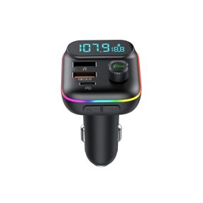   HiGi® - T70 cigarette lighter FM transmitter & car USB fast charger: 1x USB Type-C + 1x USB-A