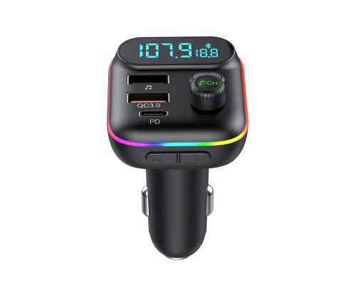 HiGi® - T70 cigarette lighter FM transmitter & car USB fast charger: 1x USB Type-C + 1x USB-A